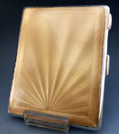 Sterling Silver Enamel Cigarette Case 1948 Antique Art Deco