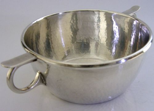 A E Jones English Sterling Silver Two Handled Bowl Porringer 1925 Arts & Crafts