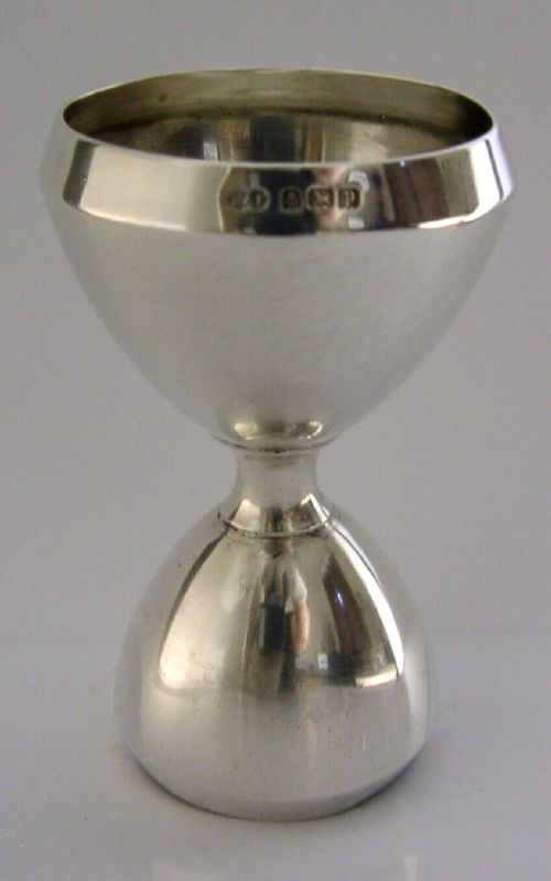 ART DECO STERLING SILVER DOUBLE ENDED JIGGER MEASURE 1914 BARWARE ANTIQUE