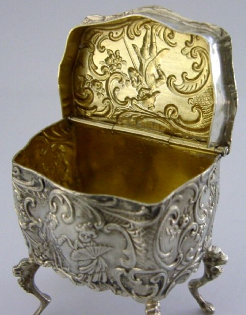 RARE HANAU GERMAN SOLID SILVER CHEST BOX c1900 ANTIQUE NOVELTY
