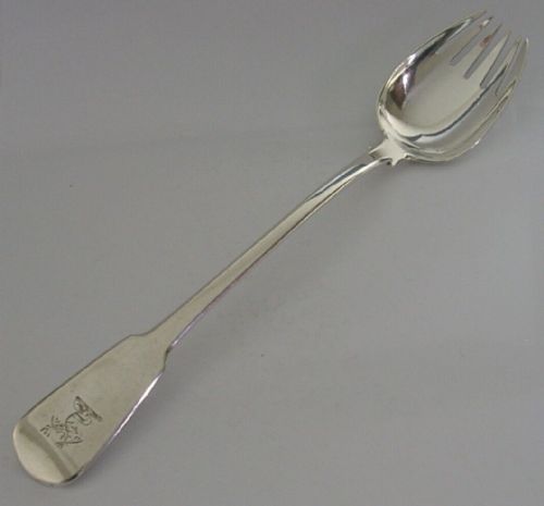 Rare 12 Inch Sterling Silver Kettle Family Crested Runcible Spoon 1806 Antique