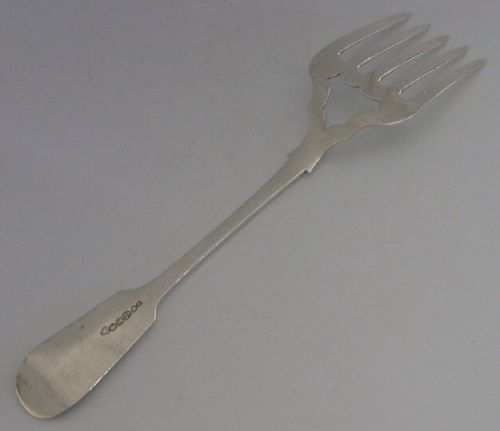 RARE LARGE NEWCASTLE SOLID STERLING SILVER SERVING FORK 1851 ANTIQUE 92G - ADDITIONAL PHOTO 5