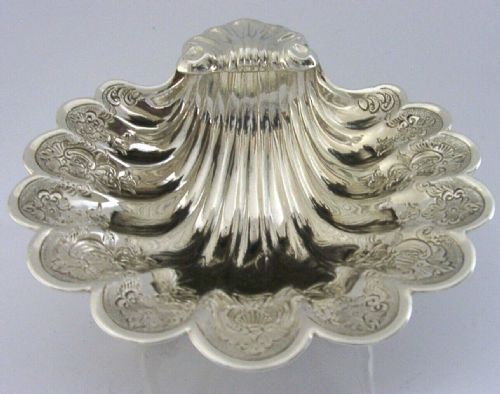 Beautiful Heavy 172g English Antique Sterling Silver Shell Dish Bowl 1930