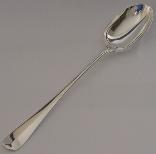 Hanoverian Rat Tail Solid Sterling Silver Basting Spoon 1905 Edwardian 178g