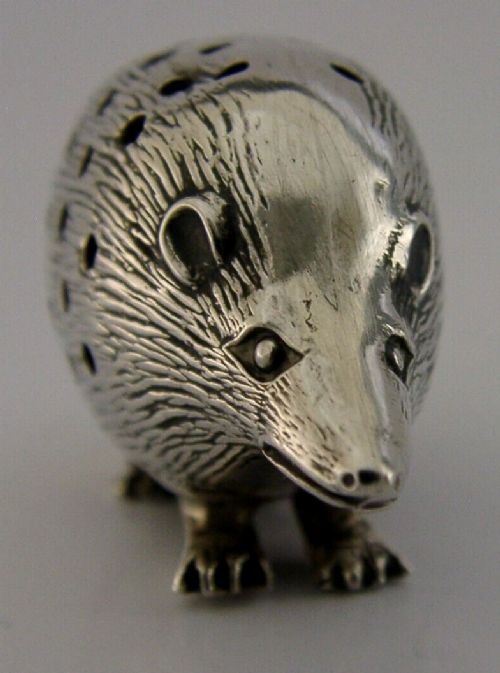 RARE STERLING SILVER HEDGEHOG PIN CUSHION SEWING NEEDLEWORK 1903 ANTIQUE