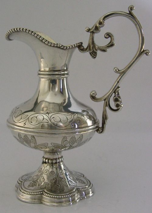 FRENCH RELIGIOUS STERLING SILVER HOLY COMMUNION WINE WATER JUG c1880