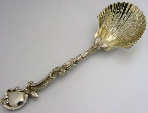 Stunning Heavy 68g Victorian Sterling Silver Sugar Sifter Spoon 1853 Antique