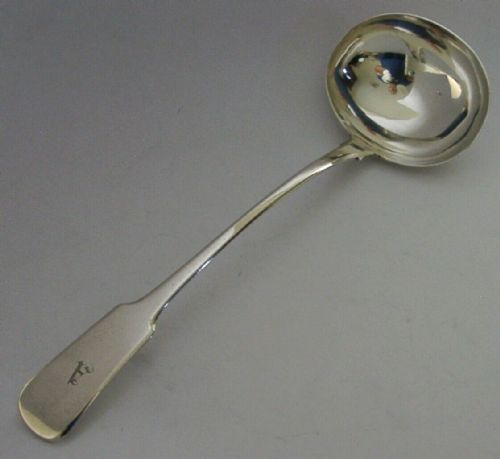 Huge Rare Exeter Sterling Silver Serving Soup Serving Ladle 1818 Antique 208g