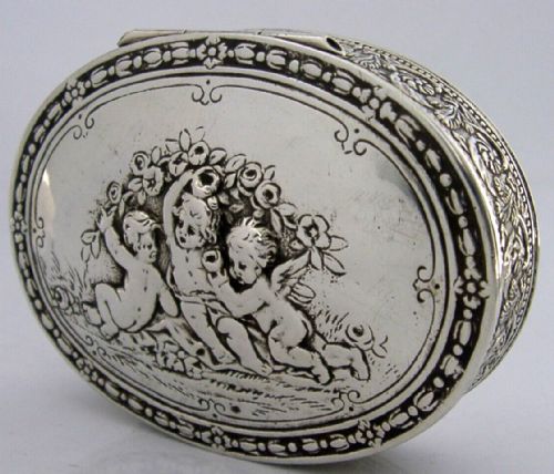 Beautiful 80g German 800 Solid Silver Cherub Desk Table Box C1900 Antique