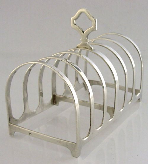 ENGLISH ANTIQUE SOLID STERLING SILVER SIX SLICE TOAST RACK 1923 LONDON 82g