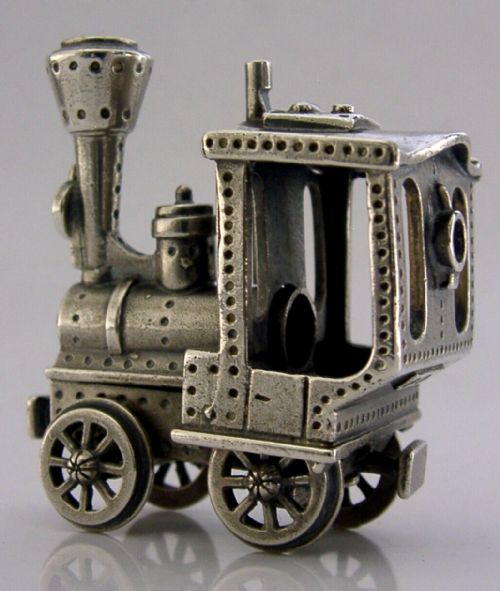 Novelty Solid Sterling Silver Toy Steam Train C1960 Heavy 82g Superb