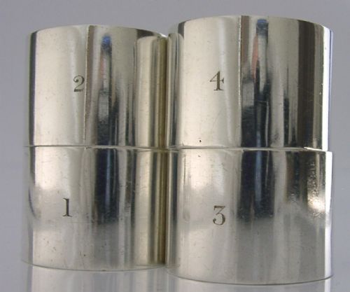 Set of Four 1905 English Sterling Silver Numbered Napkin Rings Antique 134g