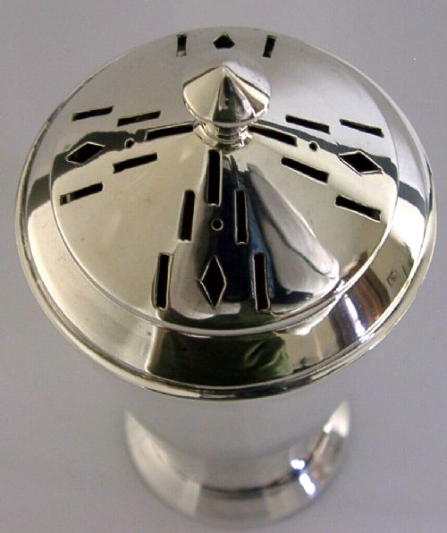 SUPER STYLISH ART DECO STERLING SILVER SUGAR CASTER SHAKER 1933 HEAVY 128g