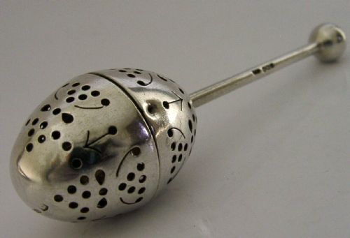 Rare Solid Silver Tea Infuser Strainer 1937 English Antique