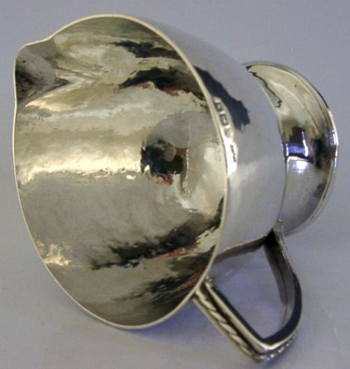 Arts & Crafts 1947 Solid Sterling Silver Jug English Plannished 126g Antique