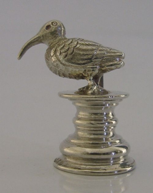 English Solid Sterling Silver Woodcock Bird Menu Holder 1913 Hunting Shooting