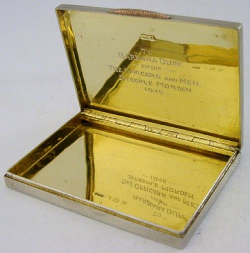 Sterling Silver & Gold Steeple Mordan Box 1944 Military Raf WWII 106g