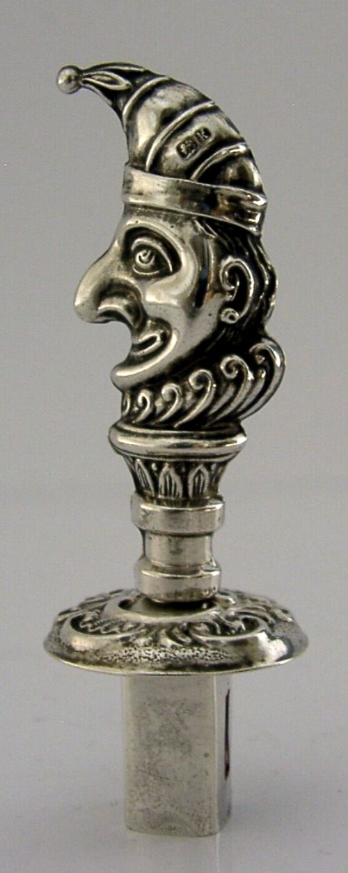 RARE NOVELTY SOLID STERLING SILVER MR PUNCH WAX SEALING WAX HOLDER 1909 ANTIQUE