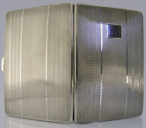 Mint 156g Sterling Silver Art Deco Cigarette Case 1961 Stylish Engine Turned