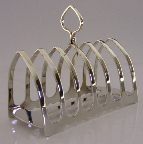 Heavy 126g English Sterling Silver Six Slice Toast Rack 1929 Antique
