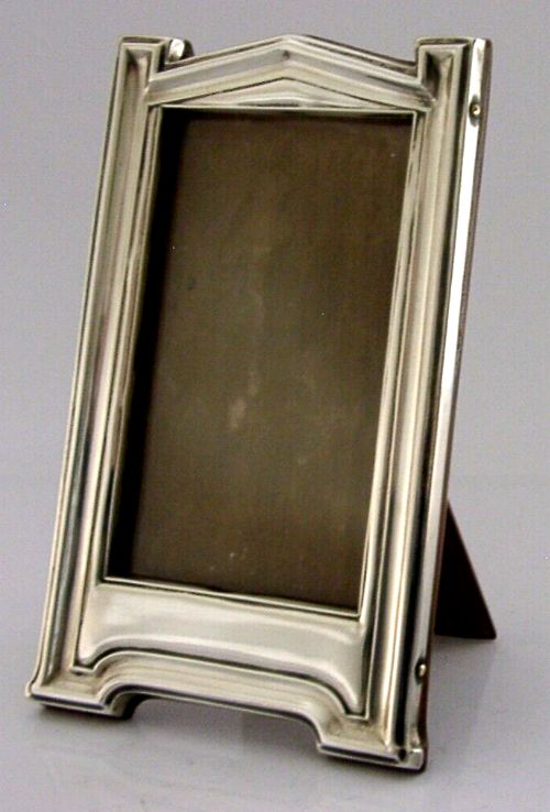 Antique English Sterling Silver Picture Photograph Frame 1914 Oak Back