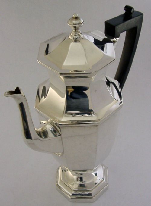 Stunning 578g English Solid Sterling Silver Coffee Pot 1925 Antique