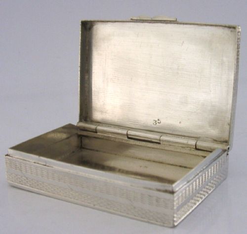 Heavy 92g Stylish Solid Sterling Silver Box C1950 Engine Turned