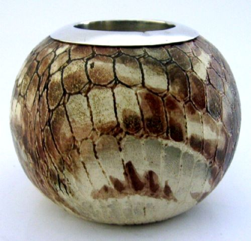 Rare English Sterling Silver Pottery Snake Skin Effect Matchstriker 1892