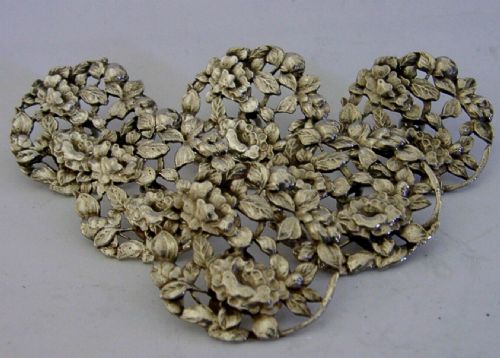 Six Stunning Large Chinese Japanese Solid Silver Flower Buttons C1900 Antique 44g