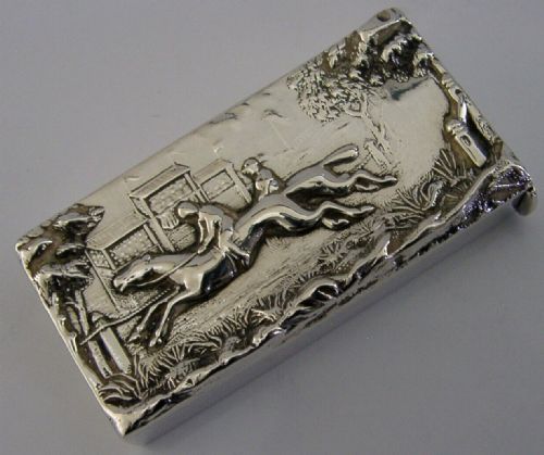 Rare Horse Racing Vesta Case Antique Chester 1890 Victorian