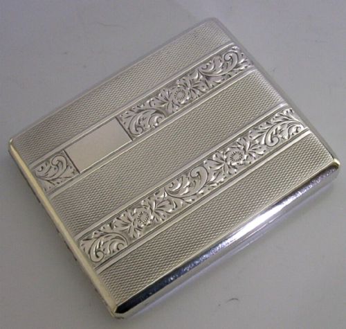 Czechoslovakian Solid Silver Cigarette Case C1940s Art Deco 90g Stylish