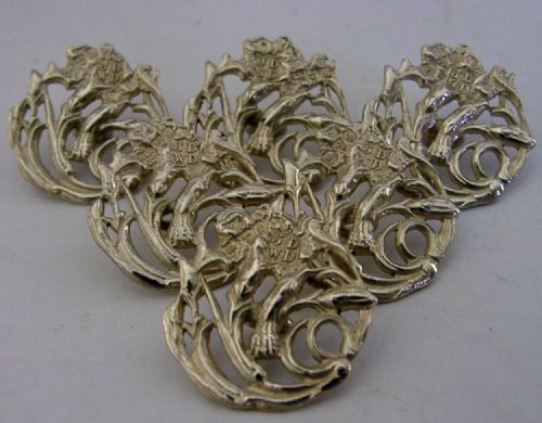 Six Beautiful Art Nouveau Solid Sterling Silver Buttons Chester 1902 Antique