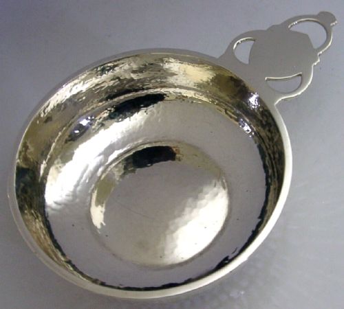 English Sterling Silver Planished Porringer Cup Bowl 1914 Arts & Crafts 128g