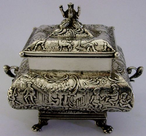 Beautiful Hanau Dutch Solid Silver Chinese Style Tea Caddy C1906 Antique 140g