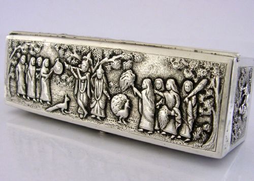 Heavy 162g Stunning Indian Solid Silver Table Box C1890 Antique Calcutta