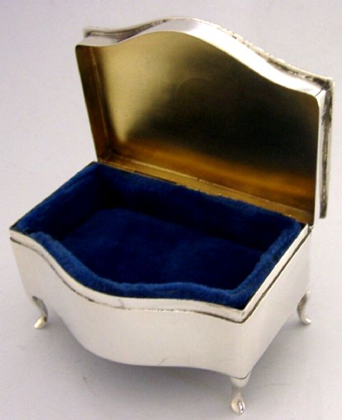 PRETTY ENGLISH STERLING SILVER DRESSING TABLE JEWELLERY BOX 1922 ANTIQUE 64g