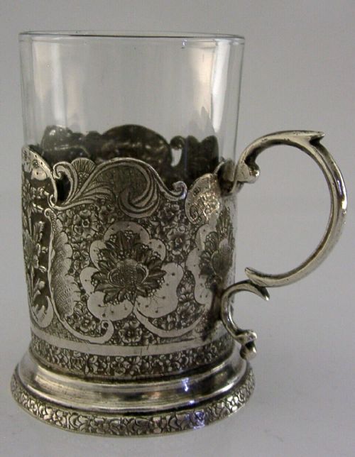 GOOD SIZED SOLID SILVER DEER TEA GLASS CUP BEAKER c1930 ANTIQUE 143g