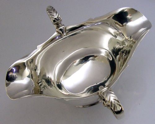 Heavy 216g Double Lip Sterling Silver English Sauce Gravy Boat Jug 1937 Antique