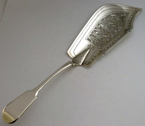 Superb English Victorian Sterling Silver Fish Slice Server 1840 Antique 146g