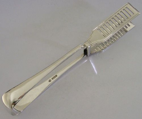 Heavy Sterling Silver Asparagus Sandwich Veg Serving Tongs 1917 Antique 144g