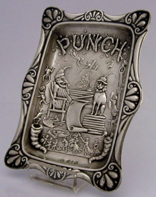 RARE VICTORIAN SOLID STERLING SILVER MR PUNCH PIN DISH 1895 ANTIQUE 30g