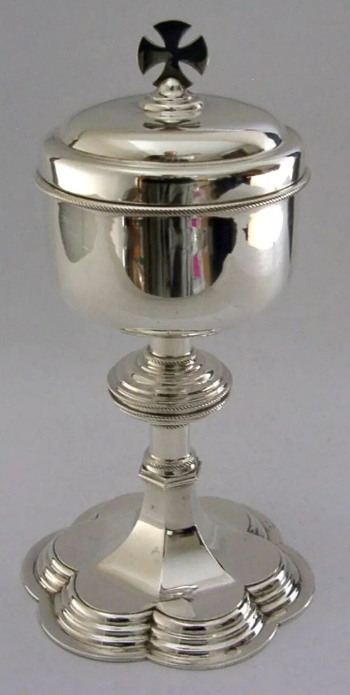 RARE 278g LARGE STERLING SILVER LIDDED CHALICE CUP CIBORIUM 1938 RELIGIOUS
