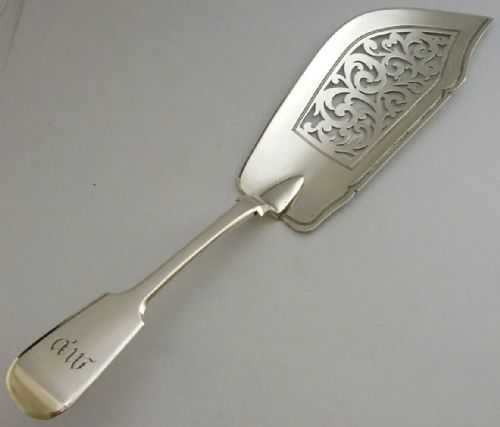 English Victorian Sterling Silver Fish Slice Server 1846 Antique 146g