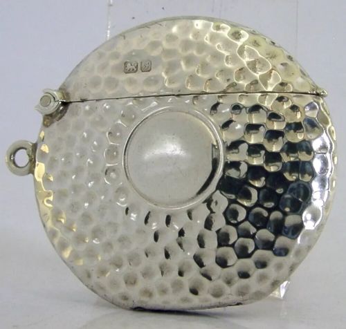 BEAUTIFUL ENGLISH SOLID STERLING SILVER GOLF BALL VESTA CASE 1909 ANTIQUE