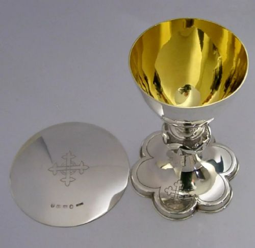 Rare English Antique Sterling Silver Chalice & Paten 1879 Religious Victorian