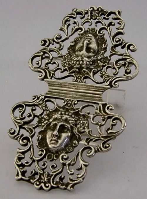 ENGLISH CAST SOLID STERLING SILVER DIANA GODDESS NURSING BELT BUCKLE 1967