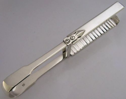 Rare Sterling Silver Walker Family Crested Serving Tongs 1804 Antique