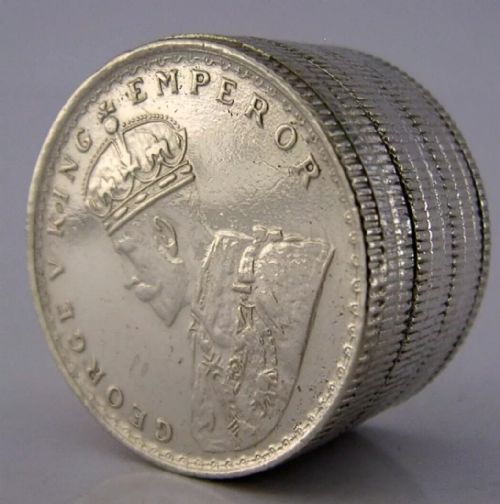 Novelty Indian Solid Silver Stack of Coins Secret Box C1916 Antique 44g