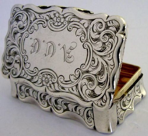 Beautiful English Victorian Sterling Silver Snuff Box 1851 Antique 62g Ace