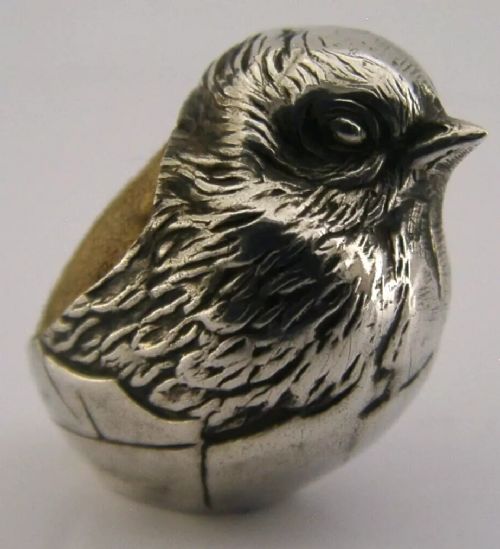 Rare Sampson Mordan 1907 Sterling Silver Chick Pin Cushion Sewing Chester